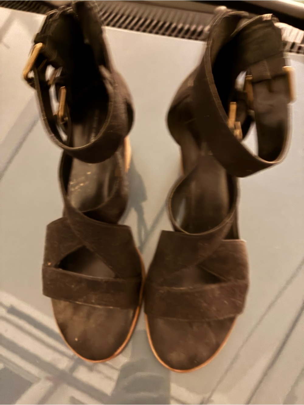 Melrose and Market Black Suede Ankle-Strap Heels
